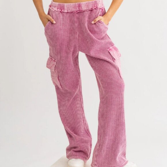 Pink Casual comfy cargo pants - Picture 1 of 5